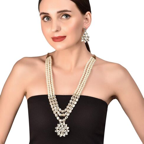 Touchstone "Contemporary Kundan Collection Indian Bollywood Long Designer Jewelry Necklace planty in Gold أو White Tone for Women. in Saudi Arabia