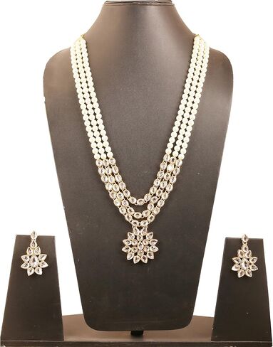 Touchstone "Contemporary Kundan Collection Indian Bollywood Long Designer Jewelry Necklace planty in Gold أو White Tone for Women. in Saudi Arabia