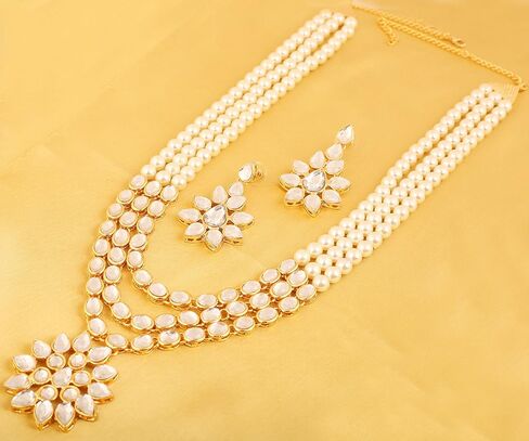 Touchstone "Contemporary Kundan Collection Indian Bollywood Long Designer Jewelry Necklace planty in Gold أو White Tone for Women. in Saudi Arabia