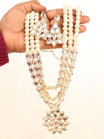 Touchstone "Contemporary Kundan Collection Indian Bollywood Long Designer Jewelry Necklace planty in Gold أو White Tone for Women. in Saudi Arabia