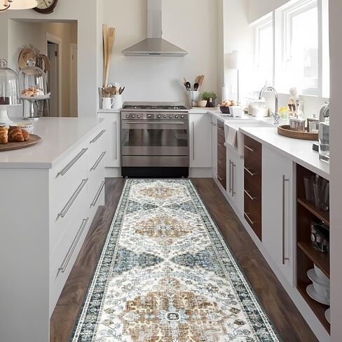 RALLWAY RUNNER BRACE 2X6FT BRANNER RUNNER RUD غير قابلة للانزلاق قابلة للغسل ، عداءة عتيق السجاد الصوف الصوفية العتيقة مع دعم المطاط للمزرعة وغرفة النوم والغسيل in Kuwait