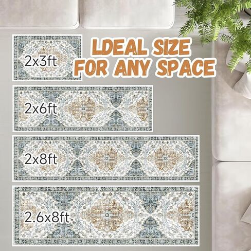 RALLWAY RUNNER BRACE 2X6FT BRANNER RUNNER RUD غير قابلة للانزلاق قابلة للغسل ، عداءة عتيق السجاد الصوف الصوفية العتيقة مع دعم المطاط للمزرعة وغرفة النوم والغسيل in Kuwait