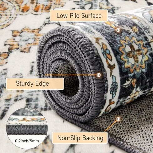 RALLWAY RUNNER BRACE 2X6FT BRANNER RUNNER RUD غير قابلة للانزلاق قابلة للغسل ، عداءة عتيق السجاد الصوف الصوفية العتيقة مع دعم المطاط للمزرعة وغرفة النوم والغسيل in Kuwait