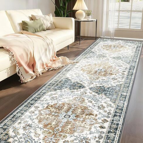 RALLWAY RUNNER BRACE 2X6FT BRANNER RUNNER RUD غير قابلة للانزلاق قابلة للغسل ، عداءة عتيق السجاد الصوف الصوفية العتيقة مع دعم المطاط للمزرعة وغرفة النوم والغسيل in Kuwait