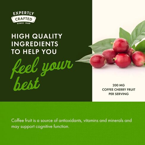 Swanson Full -Simple Coffee Cherry - المكملات العشبية التي تشجع على دعم الجهاز المناعي وتقديم المغذيات النباتية الأساسية - دعم العافية الشامل الطبيعي - (60 كبسولات الخضار ، 200 ملغ لكل منهما) in Saudi Arabia