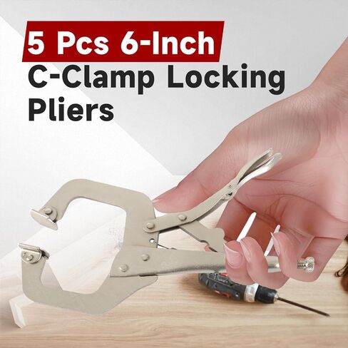 findmall 11 Inch Locking C-Clamp 5Pack Locking Pliers Adjustable Welding Clamps Vise W/Regular Tip and Swivel Pad for Shop Home Farm and Automotive in Saudi Arabia