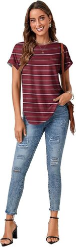 KIFOVEN Women’s Summer Tops Short Sleeve Side Split Tunic T Shirt Crew Neck Button Loose Casual Tees in Saudi Arabia