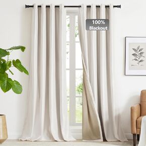 GIGIZAZA 100% Blackout Taupe Velvet Curtains 84 Inch Long 2 Panels for Living Room, Beige Thermal Window Drapes Lining Insulated Luxury Curtain for Darkening Bedroom