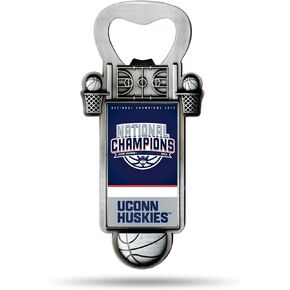 Rico Industries NCAA Connecticut Huskies 2023 Men's National Basketball Champions Bottle Opener Magnet, White