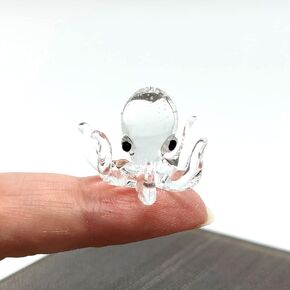 Sansukjai Octopus Tiny Figurines Hand Blown Color Glass Art Animals Collectible Gift Home Décor (Turquoise)