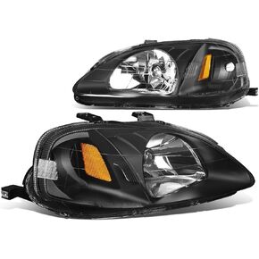 DNA MOTORING HL-OH-HC99-BK-CL1 Black Housing Headlights Replacement For 99-00 Civic in Kuwait