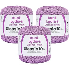 شراء بالجملة من Aunt Lydia، خيط كروشيه كلاسيكي من القطن مقاس 10 (3 عبوات) خشب بنفسجي 154-495