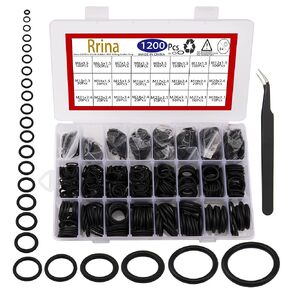 Rrina 1200Pcs Nitrile Rubber NBR O Ring Gasket Ring Assortment Kits Metric O-Ring Sealing Washer for Faucet Tap Plumbing and Automotive Repair OD 6mm-28mm Thickness 1.5mm 2.4mm 3.1mm