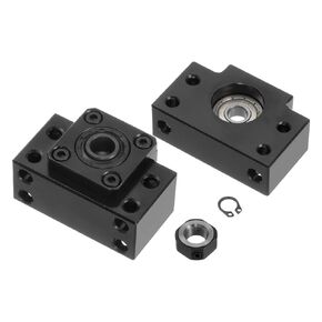 نهاية Uxcell Ball Screw BK15/BF15 تدعم صامولة لولبية كروية معدنية لآلة CNC مجموعة واحدة