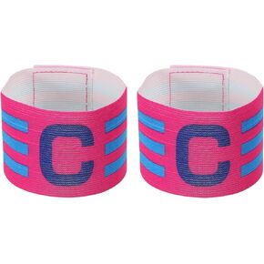 PATIKIL 12.2x2.5 Soccer Captain C Armband, 2 Pack Nylon Unisex Elastic Arm Badge Adjustable for Youth Adult Team Training, Red