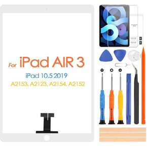 Screen Replacement for iPad Air 3 Touch Screen Digitizer for iPad Air 3 2019 3rd Gen 10.5" A2123 A2152 A2153 A2154 Touchscreen Glass Panel & Repair Tools (Without Home Button, Not LCD Screen)