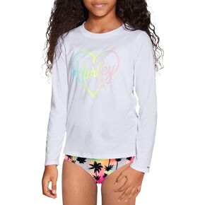 Hurley Girls' Long Sleeve Dri-Fit UPF 50+ Shirt (4, White)
