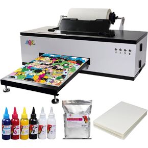 AOK DTF Printer A3 L1800 Transfer Printer Machine Built-in White Ink Circulation System for t-Shirt/Bag/Pillow etc. (+ 600ml Ink+100pcs PET Film+1bag+Powder) Set in Kuwait