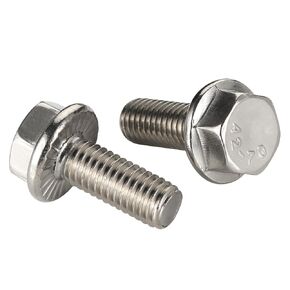 3/8-16 x 2" Flanged Hex Head Bolts Flange Hexagon Screws, Stainless Steel A2, DIN 6921, 10 PCS