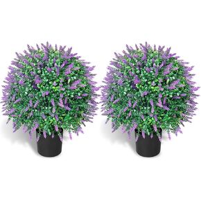 WAYNHUI طويل القامة الاصطناعي الخزامى / الورد شجرة الكرة توبياري مجموعة من 2 حزمة الشجيرات بوعاء مقاومة للأشعة فوق البنفسجية بوعاء النباتات للداخلية في الهواء الطلق حديقة المنزل (الورد) in Kuwait