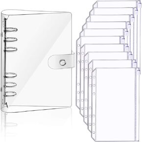 A5 Rainbow Soft PVC Notebook Cover and 10 PCS A5 Notebook Binder Loose Leaf Bags, Loose Leaf Personal Planner Binder Cover, Waterproof Binder Pockets(Rainbow)