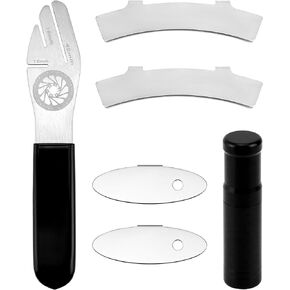 QWORK Bicycle Disc Rotor Truing Fork Repair Tool Kit with Brake Pad Gap Regulators, Stainless Steel Adjusting Tools and Tire Reamer and Insertion Tool for Precision Bike Brake Maintenance