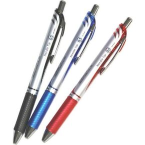 Pentel Energel Deluxe RTX Retractable Liquid Gel Pen,0.5mm, Fine Line, Needle Tip, Black.blue.red Ink-value set of 3