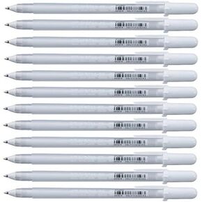 Gel ink pens White, Classic 08 Gel ink, water based, box of 12 pens