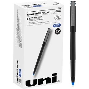 Uniball Roller 12 Pack in Blue, 0.7mm Fine Rollerball Pens, Try Gel Pens, Colored Pens, Office Supplies, Colorful Pens, Blue Pens Ballpoint, Pens Fine Point Smooth Writing Pens