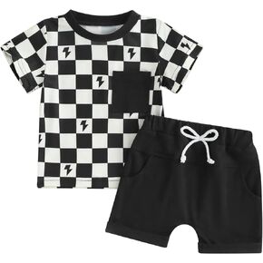 Amnnchya Toddler Baby Boy Girl 4th of July Outfit Stars and Stripes Short Sleeve Shirt Shorts Set Fourth of July Clothes