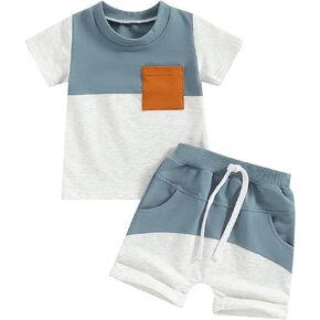 Amnnchya Toddler Baby Boy Girl 4th of July Outfit Stars and Stripes Short Sleeve Shirt Shorts Set Fourth of July Clothes