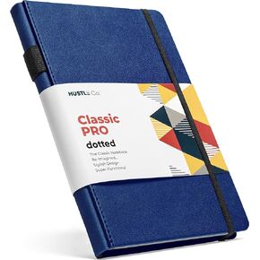 Thick Dotted Journal - A5 Hardcover Bullet Notebook Journals - Premium 120 GSM Ink-Proof Paper with 5mm Dot Grid, Page Numbers, Pen Holder, Pocket and Ruler - Dot Notebooks for Men and Women