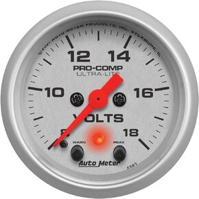 Auto Meter 4383 Ultra-Lite Electric Voltmeter Gauge,2.3125 in.