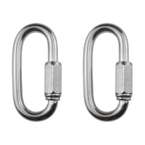 Acoeitl 2.3 Inch Quick Link 304 Stainless Steel Chain Quick Links D Shape Locking Carabiner Heavy Duty Chain Link Keychain for Camping Hiking Fishing Pets 1/4" 2Pcs
