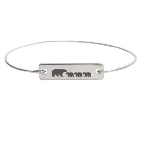 Mama Bear Bracelet with 3 Cubs Mom Birthday Gift Mother Baby Shower Jewelry Bangle Avg Size Woman