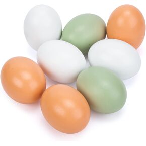 8 قطع من البيض الخشبي المزيف من BigOtters، بيض عيد الفصح الخشبي 3 ألوان بيض خشبي لصيد عيد الفصح والحرف اليدوية وتزيين اللوحة in Kuwait