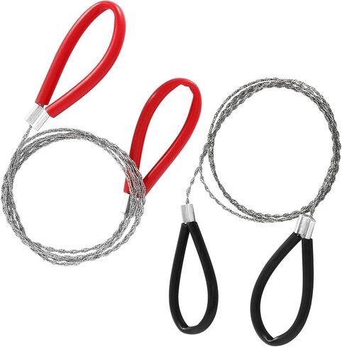 Kemcatui PVC Pipe Cable Saw - Stainless Steel Hand Wire Saw for Wood Camping Hiking Hunting - Portable Emergency Survival Tool, Red/Black, 31"/80cm, 2-Pack in Saudi Arabia