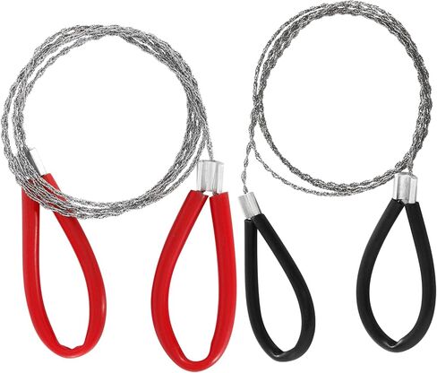 Kemcatui PVC Pipe Cable Saw - Stainless Steel Hand Wire Saw for Wood Camping Hiking Hunting - Portable Emergency Survival Tool, Red/Black, 31"/80cm, 2-Pack in Saudi Arabia