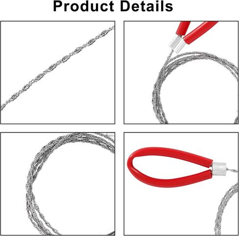 Kemcatui PVC Pipe Cable Saw - Stainless Steel Hand Wire Saw for Wood Camping Hiking Hunting - Portable Emergency Survival Tool, Red/Black, 31"/80cm, 2-Pack in Saudi Arabia