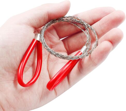 Kemcatui PVC Pipe Cable Saw - Stainless Steel Hand Wire Saw for Wood Camping Hiking Hunting - Portable Emergency Survival Tool, Red/Black, 31"/80cm, 2-Pack in Saudi Arabia