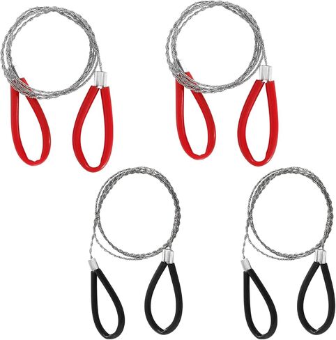 Kemcatui PVC Pipe Cable Saw - Stainless Steel Hand Wire Saw for Wood Camping Hiking Hunting - Portable Emergency Survival Tool, Red/Black, 31"/80cm, 2-Pack in Saudi Arabia