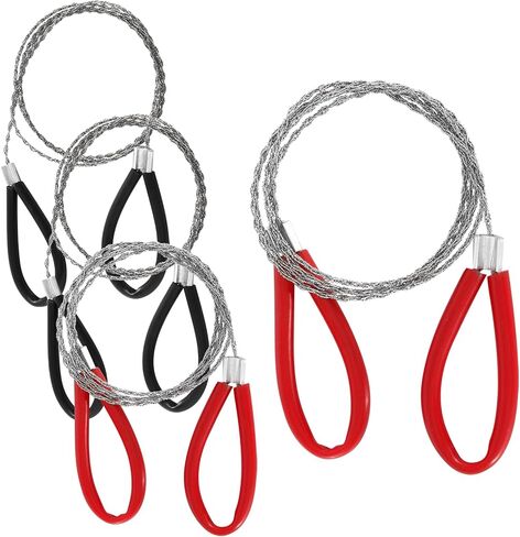 Kemcatui PVC Pipe Cable Saw - Stainless Steel Hand Wire Saw for Wood Camping Hiking Hunting - Portable Emergency Survival Tool, Red/Black, 31"/80cm, 2-Pack in Saudi Arabia