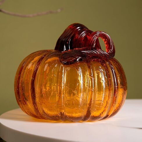 زخارف اليقطين الزجاجية على شكل نجمة ماسية للهالوين، خريف اليقطين، حلي زخرفية مصنوعة يدويًا، تماثيل فنية مقتنيات (العنبر) in Kuwait