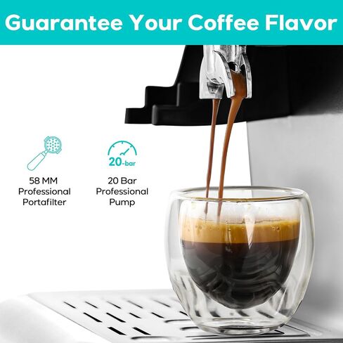 CASABREWS Espresso Machine with Grinder, Professional Espresso Maker with Milk Frother Steam Wand, 20 Bar Barista Cappuccino Machine with LCD Display for Lattes, Gift for Dad Mom Wife or Coffee Lover in Saudi Arabia