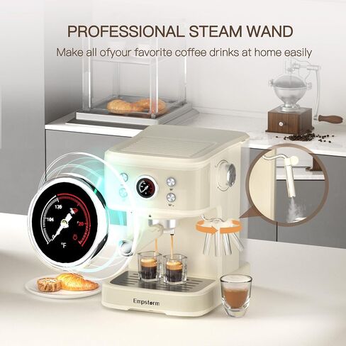 Empstorm Espresso Machine, 20 Bar Espresso Maker with Milk Frother Steam Wand, Compact Espresso Coffee Machine with for Cappuccino, Latte, Fast Heating in Saudi Arabia
