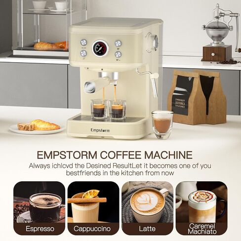 Empstorm Espresso Machine, 20 Bar Espresso Maker with Milk Frother Steam Wand, Compact Espresso Coffee Machine with for Cappuccino, Latte, Fast Heating in Saudi Arabia