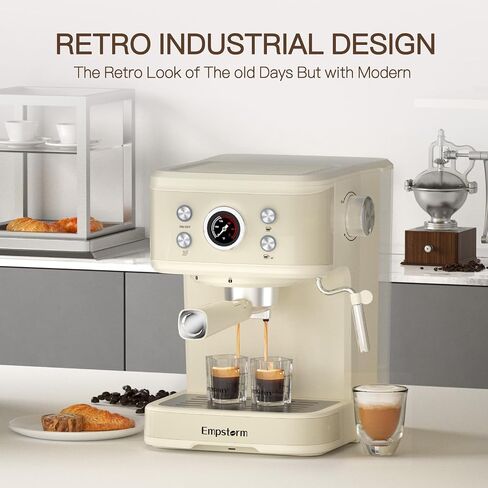 Empstorm Espresso Machine, 20 Bar Espresso Maker with Milk Frother Steam Wand, Compact Espresso Coffee Machine with for Cappuccino, Latte, Fast Heating in Saudi Arabia