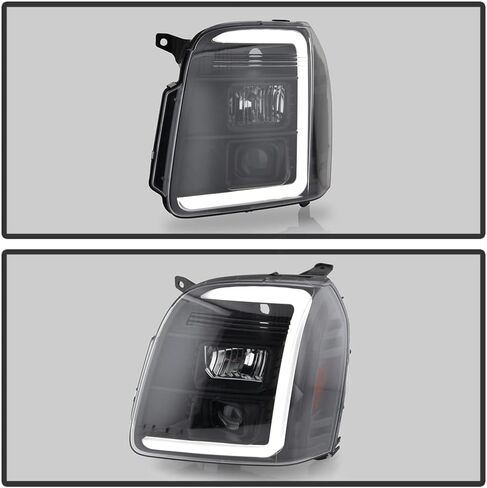 ACANII-For 2007-2013 جي إم سي يوكون XL 1500 2500 أسود الإسكان أنبوبة ليد ترقية العارض المصابيح الأمامية المصابيح الأمامية اليسار + اليمين in Kuwait