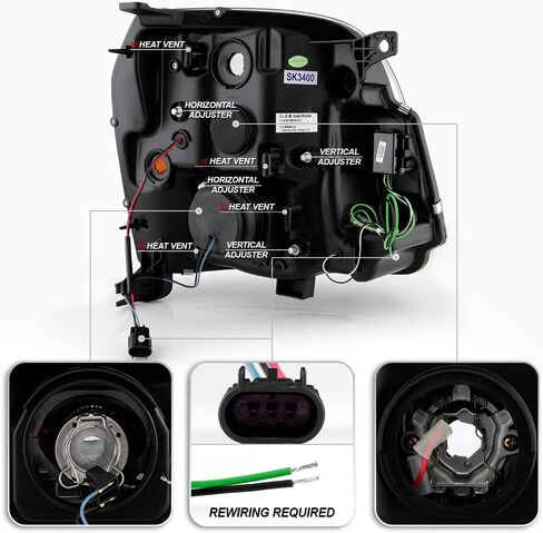 ACANII-For 2007-2013 جي إم سي يوكون XL 1500 2500 أسود الإسكان أنبوبة ليد ترقية العارض المصابيح الأمامية المصابيح الأمامية اليسار + اليمين in Kuwait