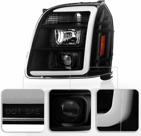 ACANII-For 2007-2013 جي إم سي يوكون XL 1500 2500 أسود الإسكان أنبوبة ليد ترقية العارض المصابيح الأمامية المصابيح الأمامية اليسار + اليمين in Kuwait